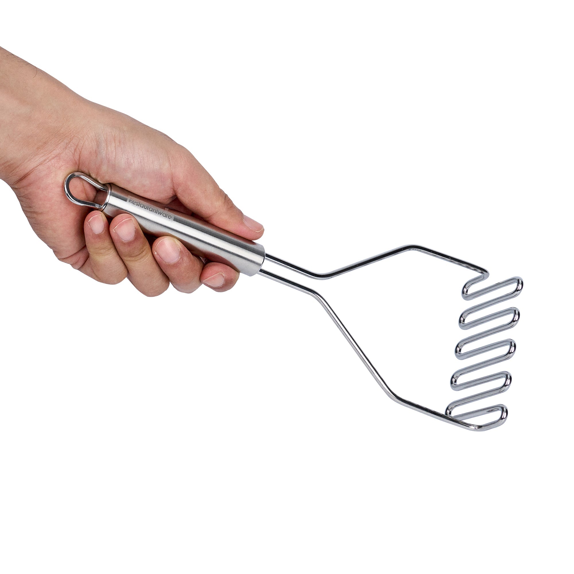 German Standard Stainless Steel Square-Faced Potato / Bean Masher - 11'' - 6 count box