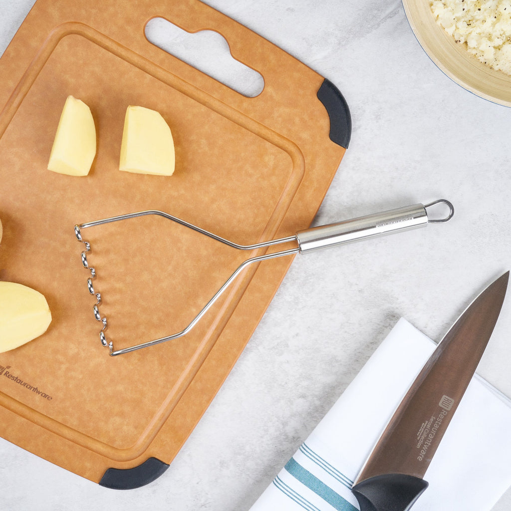 German Standard Stainless Steel Square-Faced Potato / Bean Masher - 11'' - 1 count box