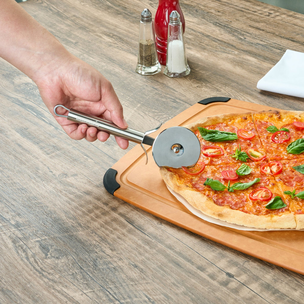 German Standard Stainless Steel Pizza Wheel - with Finger Guard - 7 3/4'' x 2 1/2'' - 24 count box