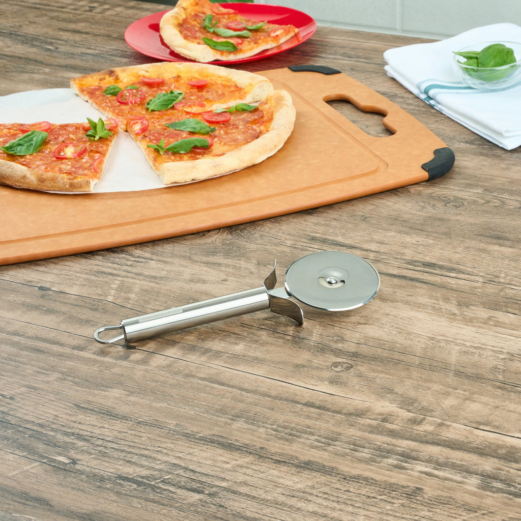 German Standard Stainless Steel Pizza Wheel - with Finger Guard - 7 3/4'' x 2 1/2'' - 24 count box