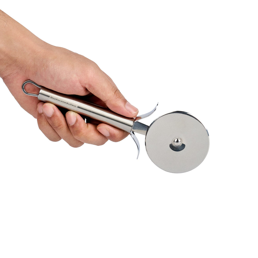 German Standard Stainless Steel Pizza Wheel - with Finger Guard - 7 3/4'' x 2 1/2'' - 6 count box