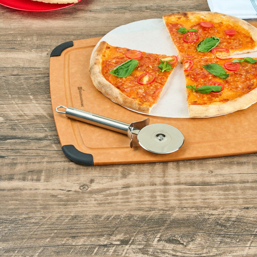 German Standard Stainless Steel Pizza Wheel - with Finger Guard - 7 3/4'' x 2 1/2'' - 6 count box