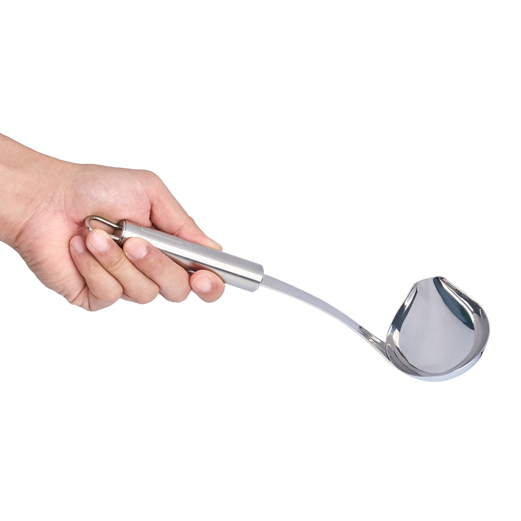 German Standard 2.5 oz Stainless Steel Pour Spout Ladle - One-Piece - 1 count box