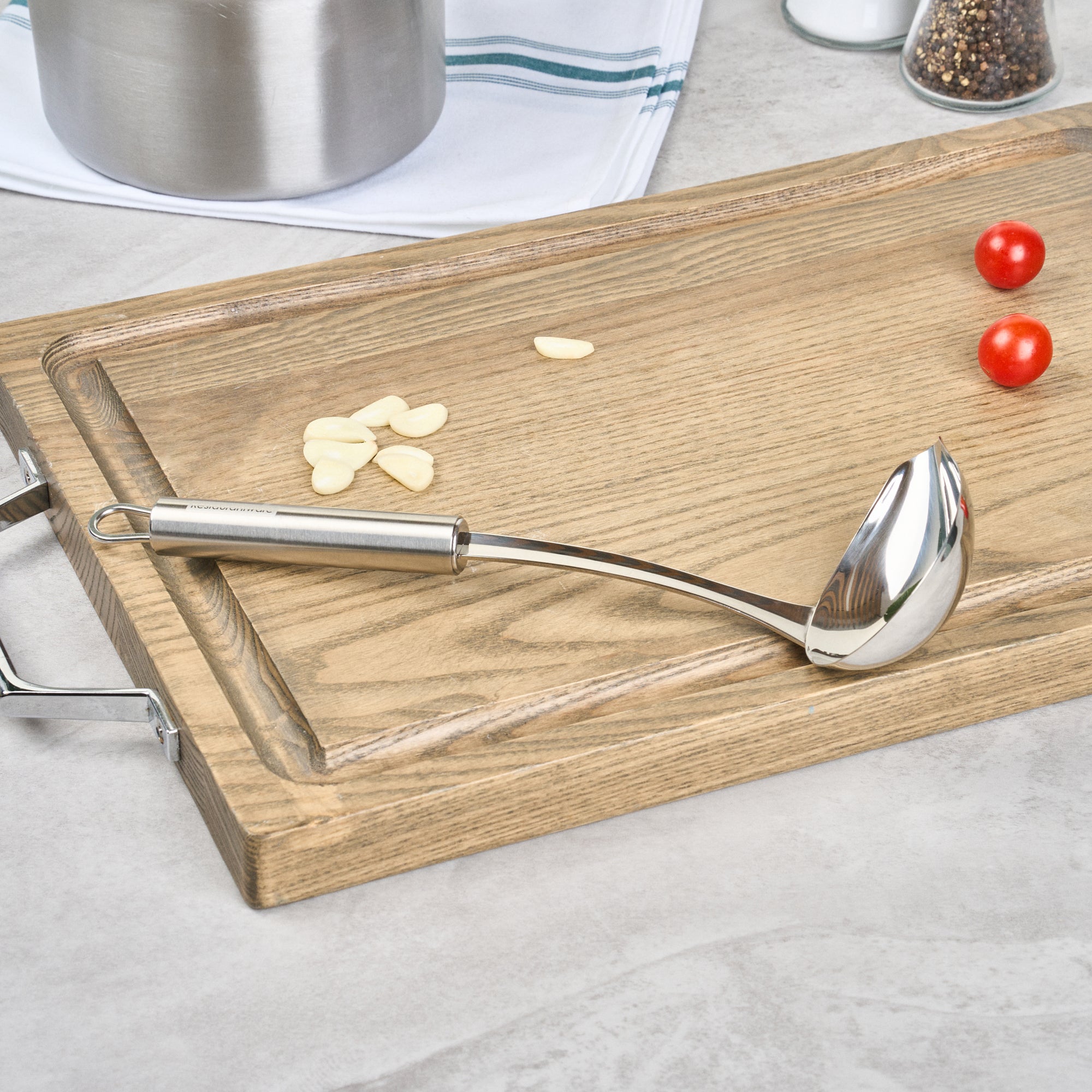 German Standard 2.5 oz Stainless Steel Pour Spout Ladle - One-Piece - 1 count box