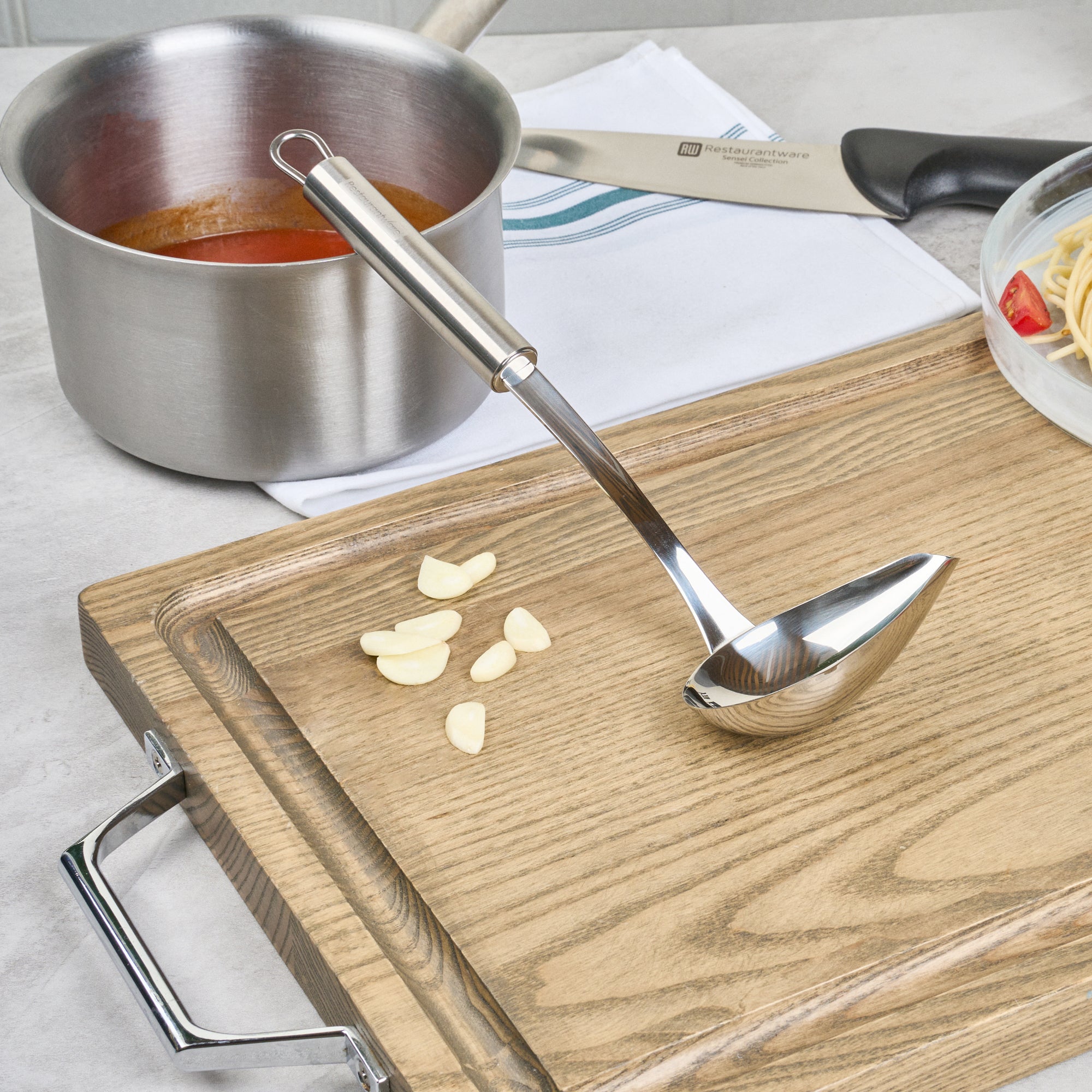 German Standard 2.5 oz Stainless Steel Pour Spout Ladle - One-Piece - 1 count box