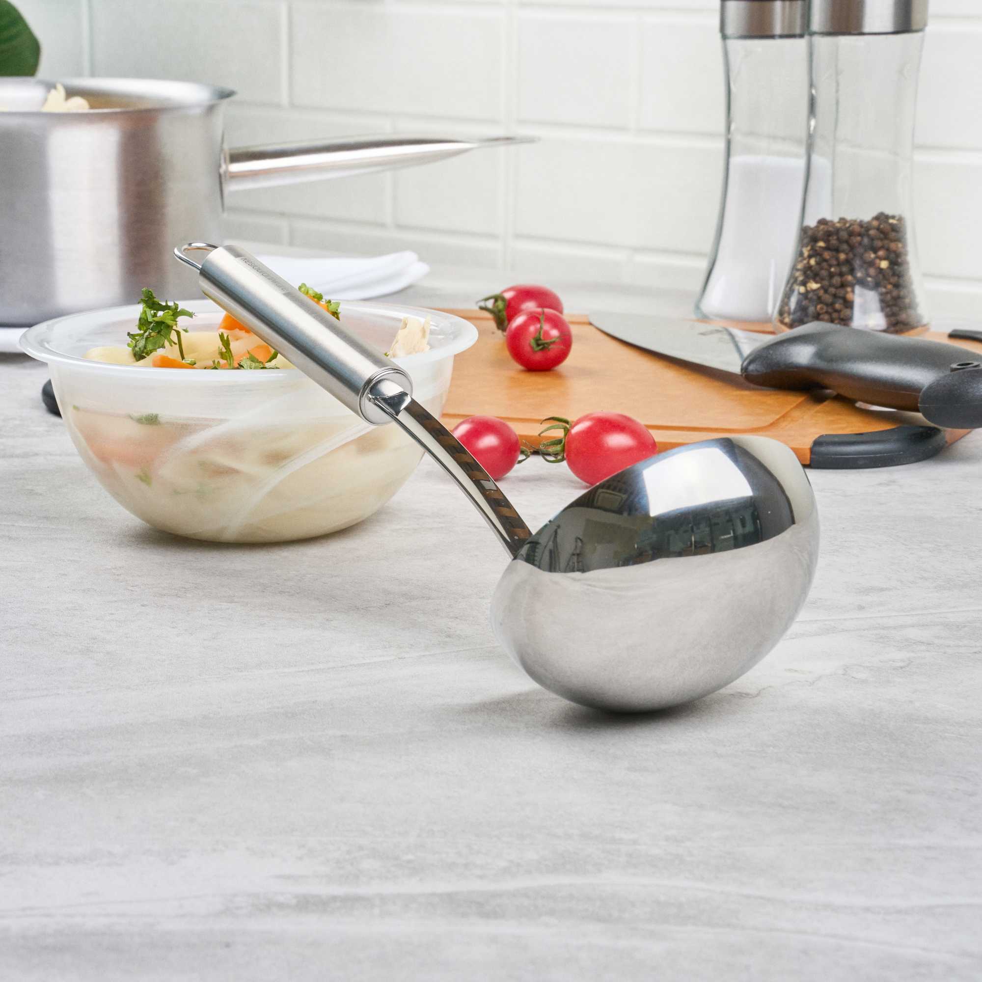 German Standard Stainless Steel Serving Ladle - One-Piece - 11 1/2'' - 6 count box