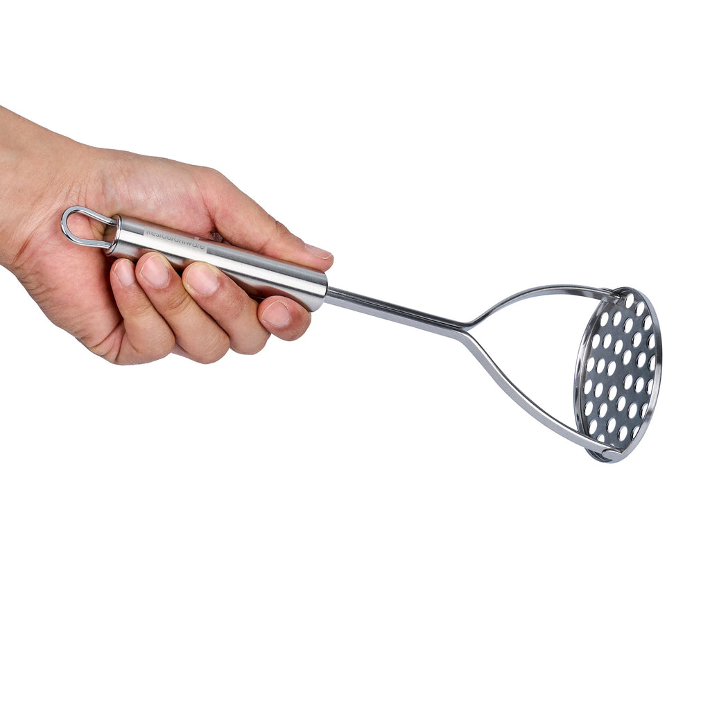 German Standard Stainless Steel Round-Faced Potato / Bean Masher - 11'' - 1 count box