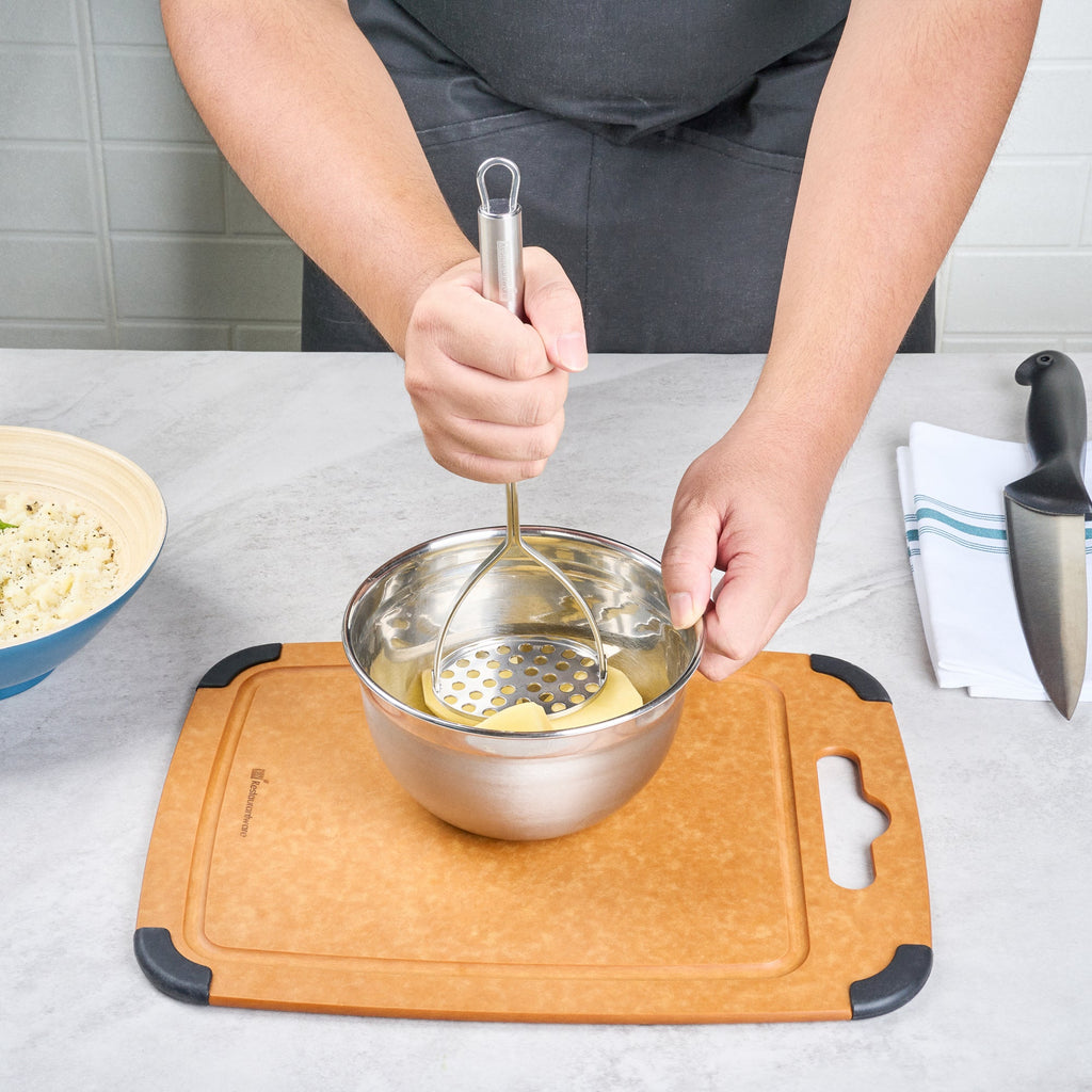 German Standard Stainless Steel Round-Faced Potato / Bean Masher - 11'' - 1 count box