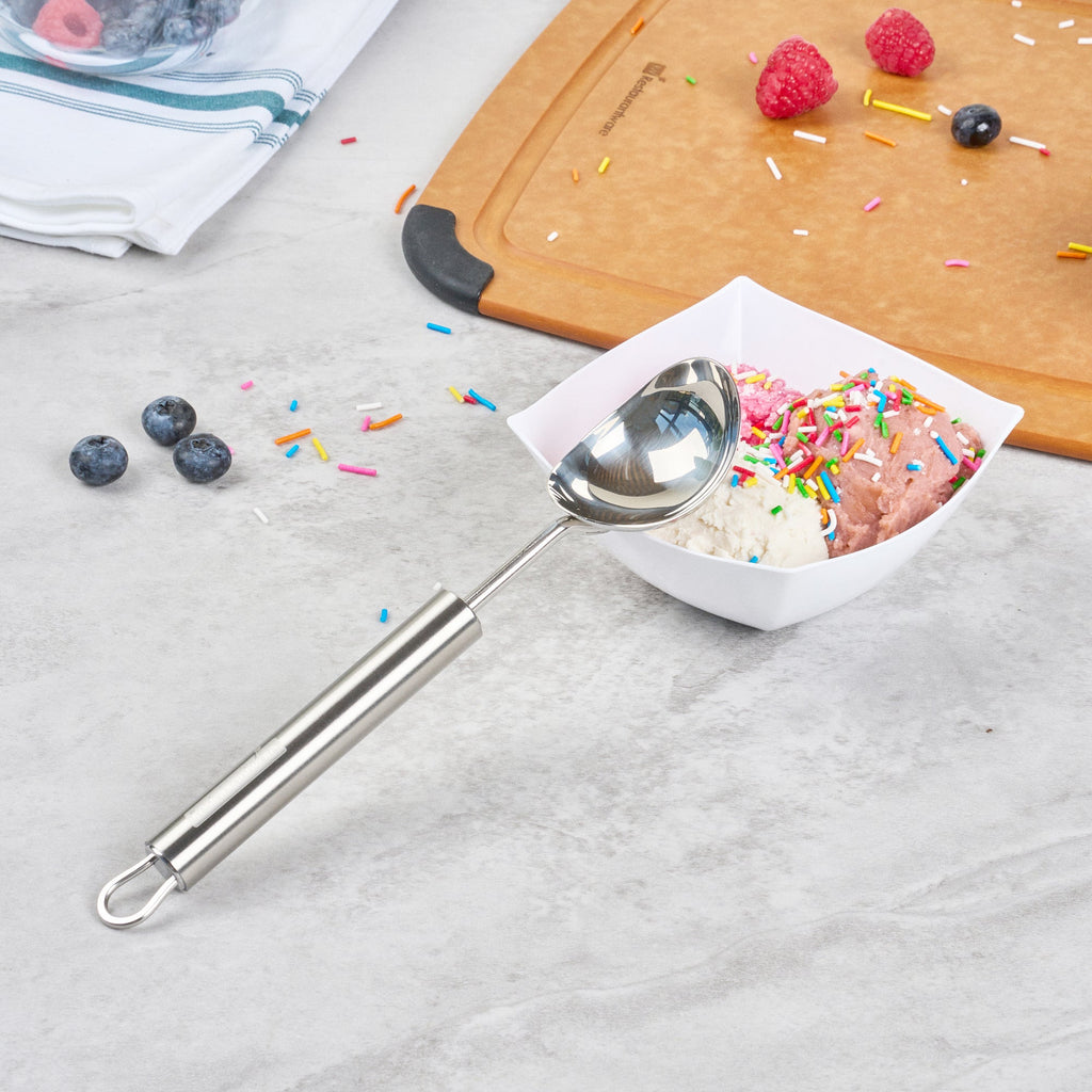 German Standard Stainless Steel Ice Cream Scoop - 8 3/4'' x 1 3/4'' - 24 count box