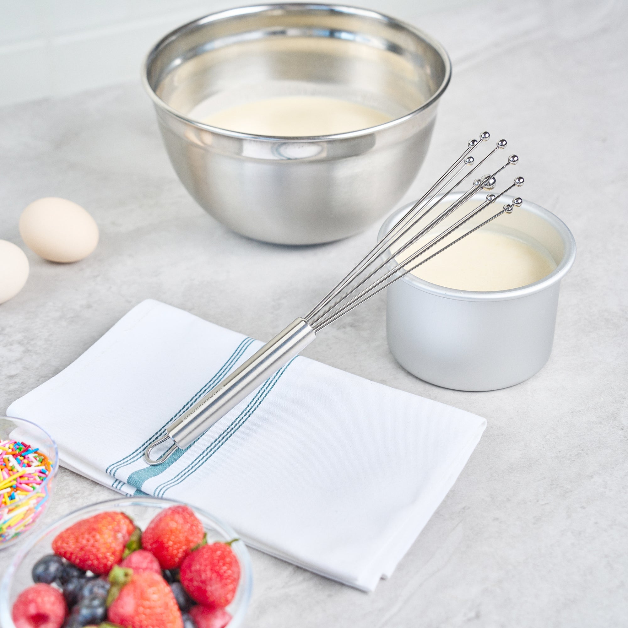 German Standard Stainless Steel Ball Whisk - 10 3/4'' - 6 count box