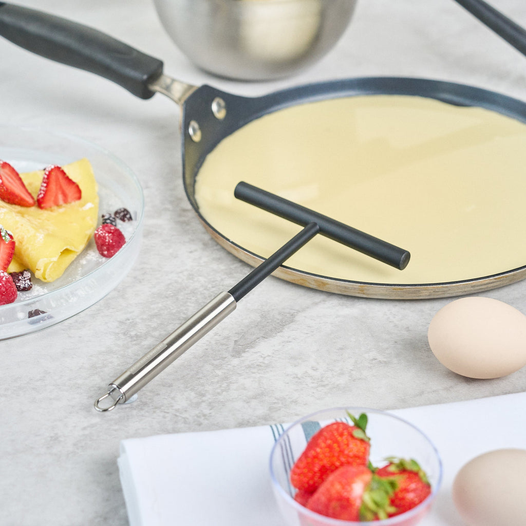 German Standard Black Nylon High Heat Crepe Batter Spreader - with Stainless Steel Handle - 7 3/4'' x 4 3/4'' - 1 count box