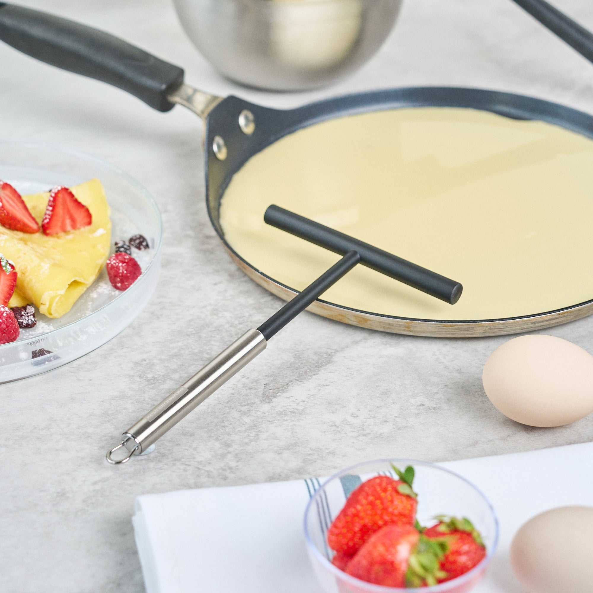 German Standard Black Nylon High Heat Crepe Batter Spreader - with Stainless Steel Handle - 7 3/4'' x 4 3/4'' - 6 count box