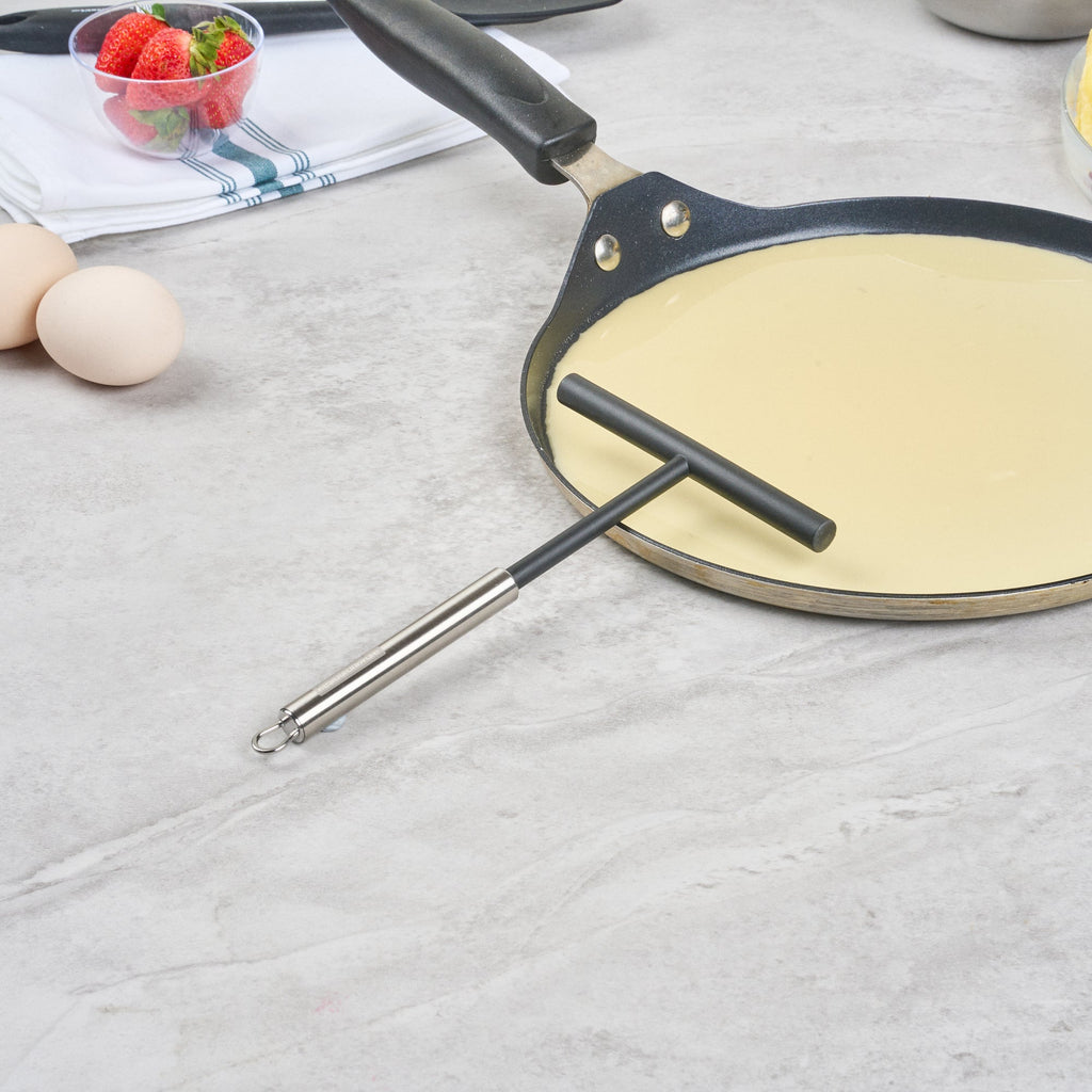 German Standard Black Nylon High Heat Crepe Batter Spreader - with Stainless Steel Handle - 7 3/4'' x 4 3/4'' - 6 count box