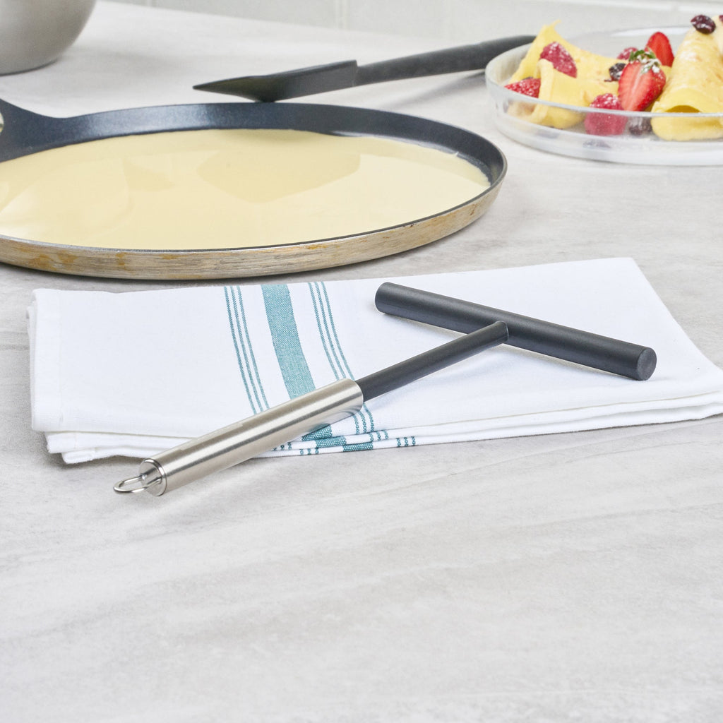 German Standard Black Nylon High Heat Crepe Batter Spreader - with Stainless Steel Handle - 7 3/4'' x 4 3/4'' - 6 count box