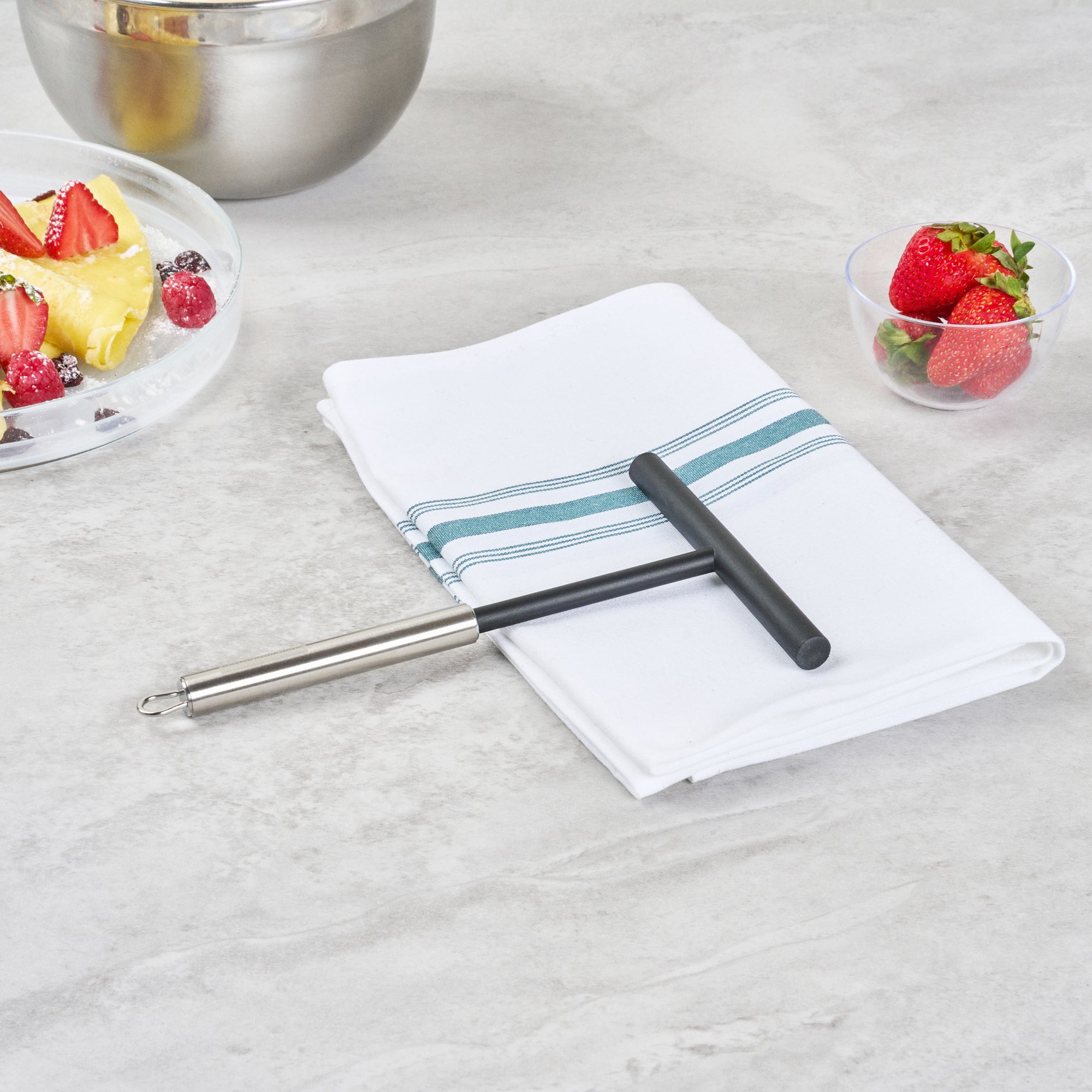 German Standard Black Nylon High Heat Crepe Batter Spreader - with Stainless Steel Handle - 7 3/4'' x 4 3/4'' - 1 count box