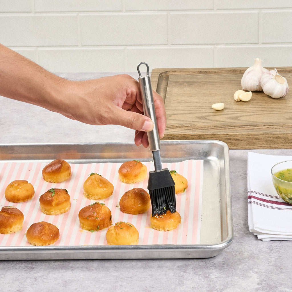 German Standard Black Silicone Pastry and Basting Brush - with Stainless Steel Handle - 7 3/4'' - 24 count box