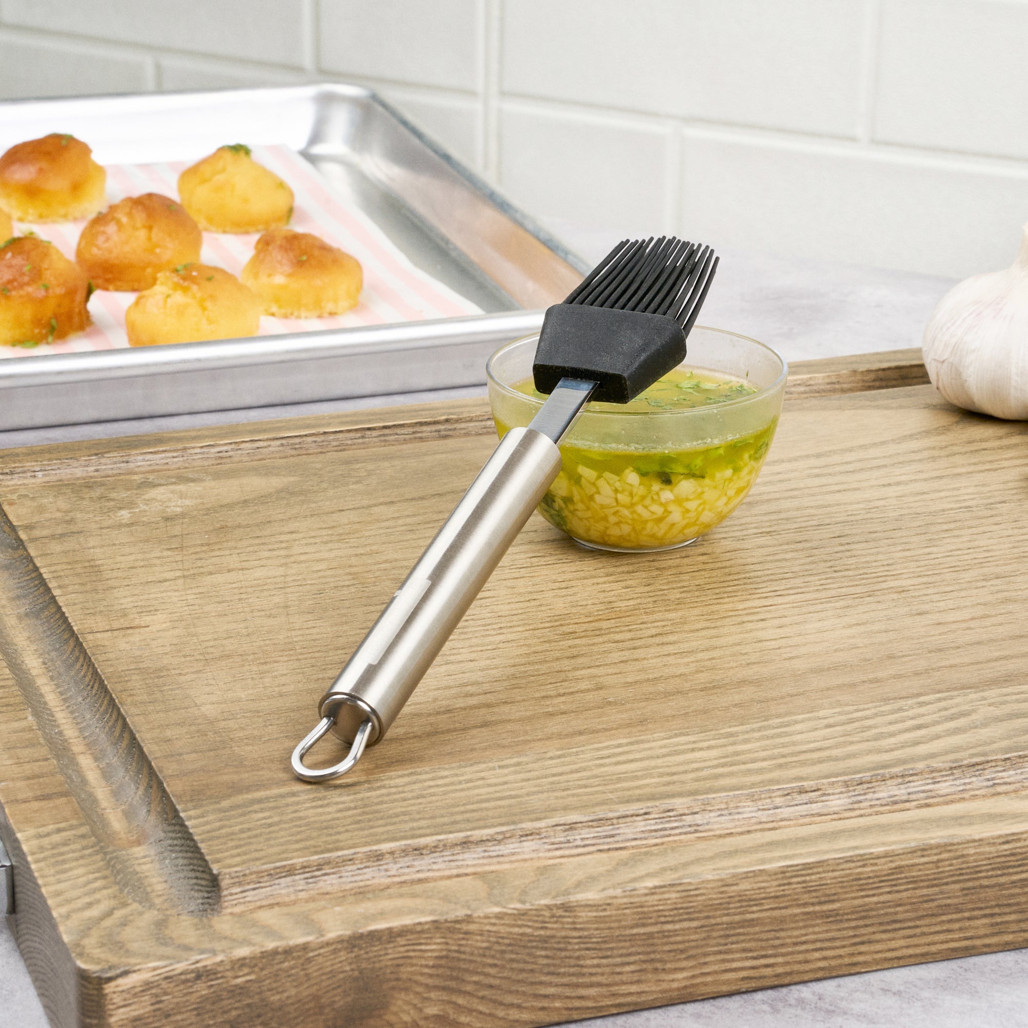 German Standard Black Silicone Pastry and Basting Brush - with Stainless Steel Handle - 7 3/4'' - 24 count box