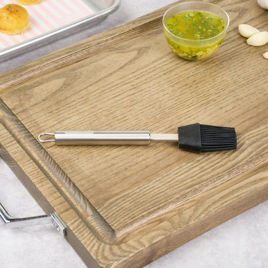 German Standard Black Silicone Pastry and Basting Brush - with Stainless Steel Handle - 7 3/4'' - 1 count box