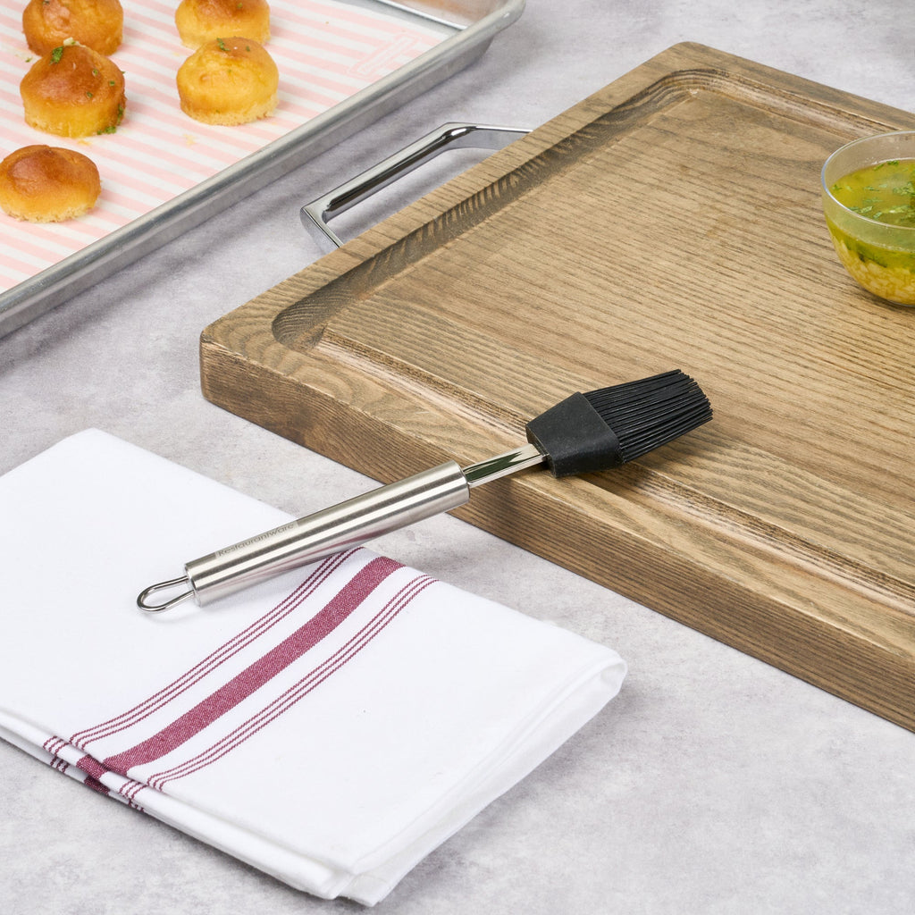 German Standard Black Silicone Pastry and Basting Brush - with Stainless Steel Handle - 7 3/4'' - 6 count box