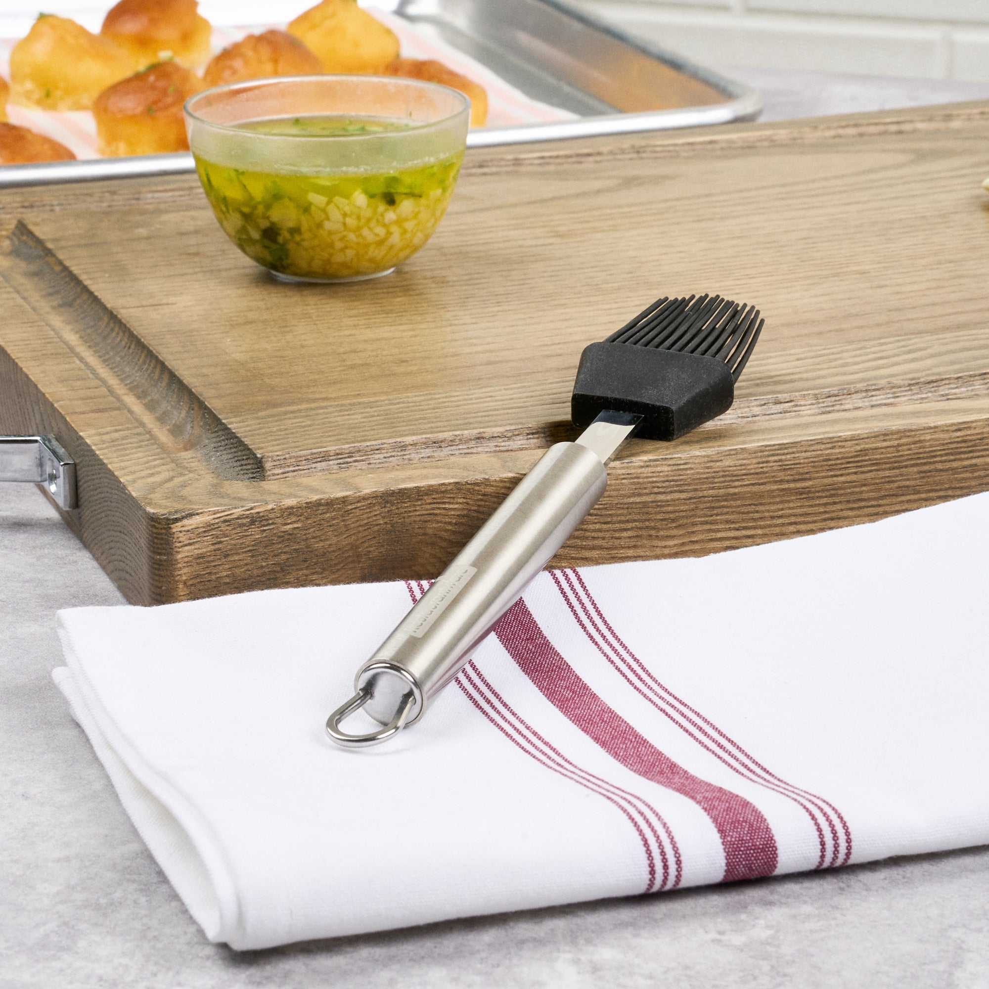 German Standard Black Silicone Pastry and Basting Brush - with Stainless Steel Handle - 7 3/4'' - 6 count box