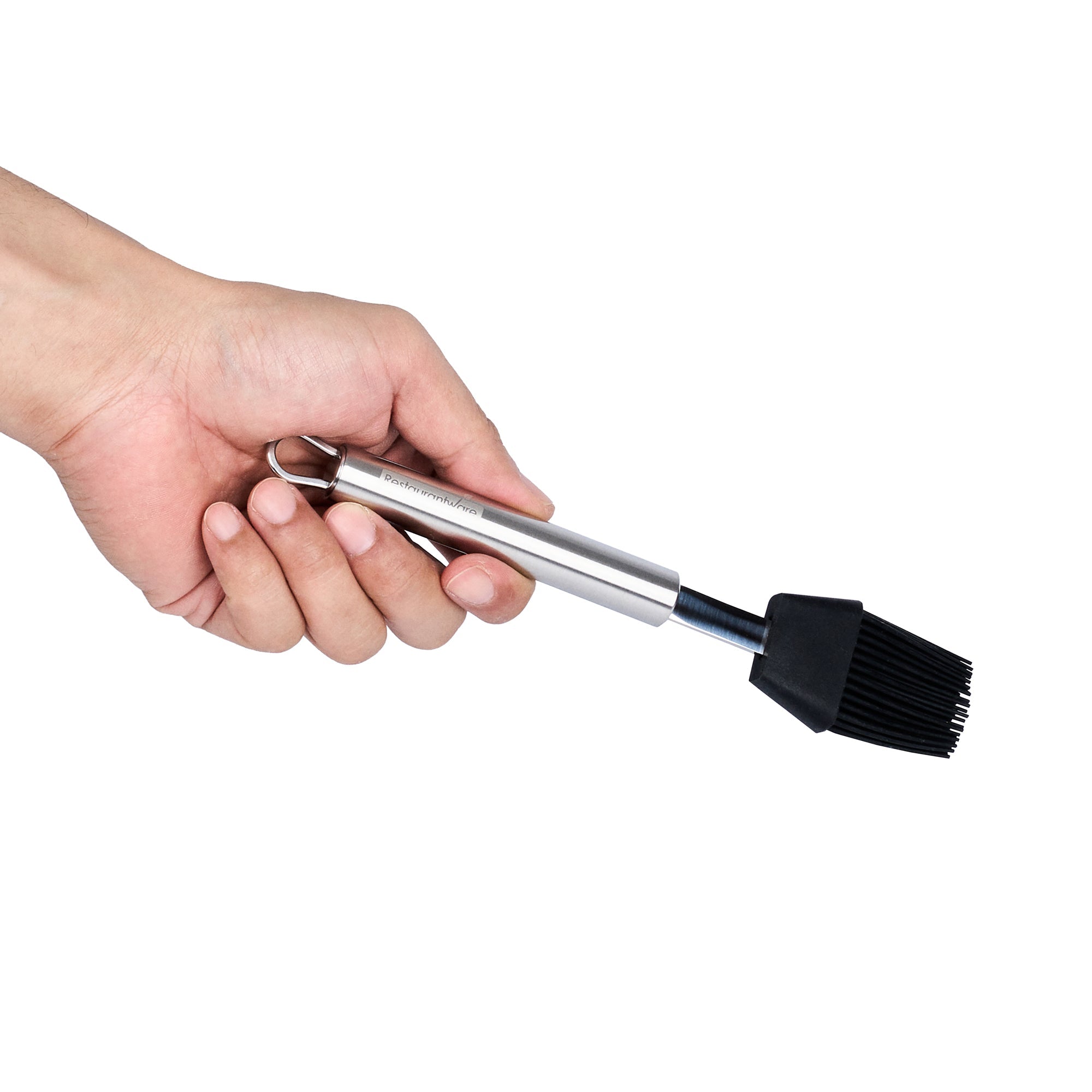 German Standard Black Silicone Pastry and Basting Brush - with Stainless Steel Handle - 7 3/4'' - 1 count box