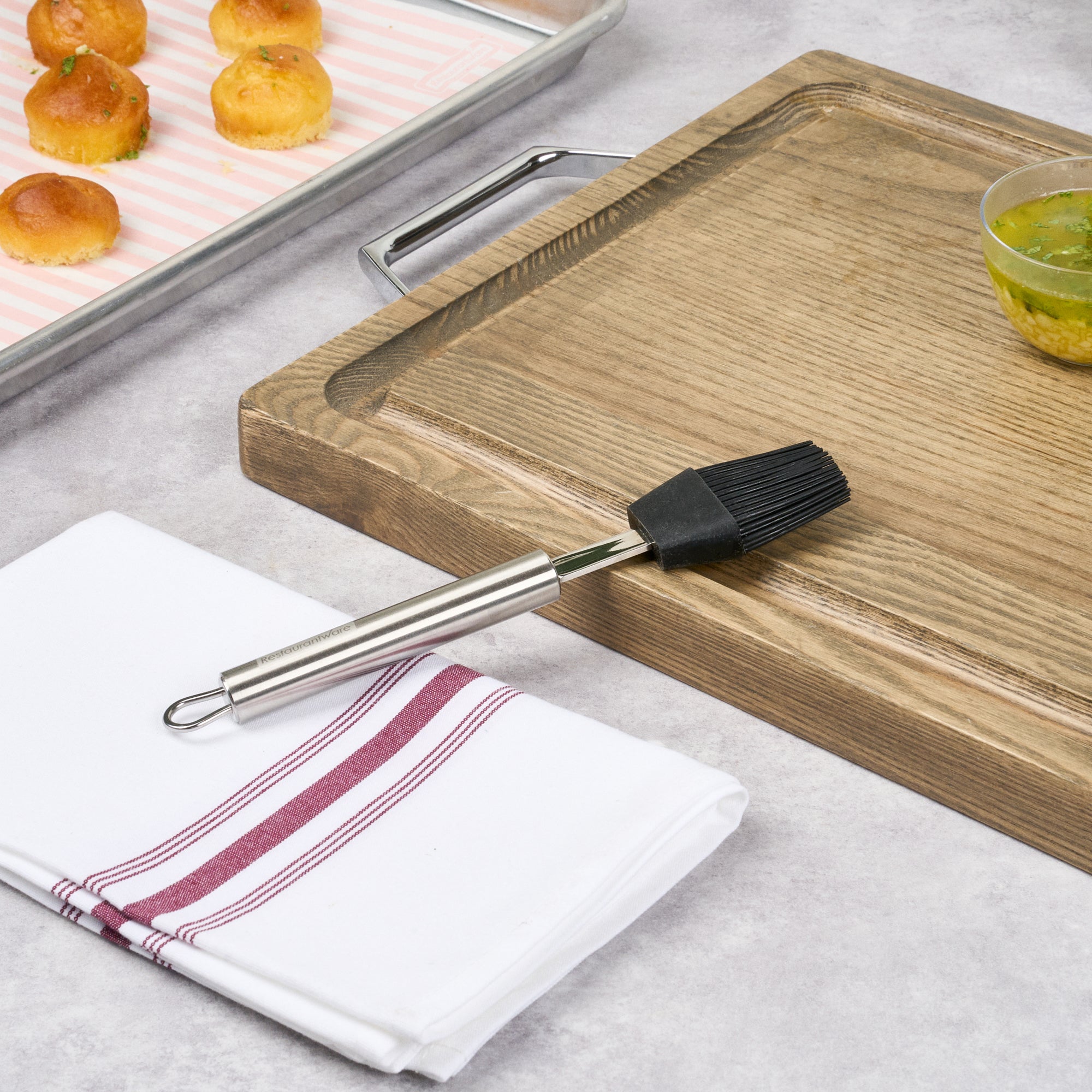 German Standard Black Silicone Pastry and Basting Brush - with Stainless Steel Handle - 7 3/4'' - 1 count box
