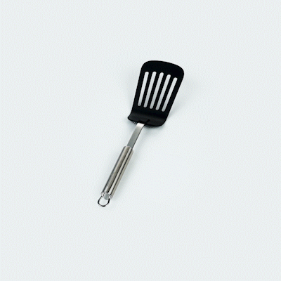 German Standard Black Nylon High Heat Slotted Turner / Spatula - with Stainless Steel Handle - 12 1/2'' - 6 count box
