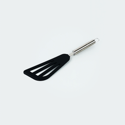 German Standard Black Silicone Fish / Egg Turner / Spatula - with Stainless Steel Handle - 12 3/4'' - 1 count box