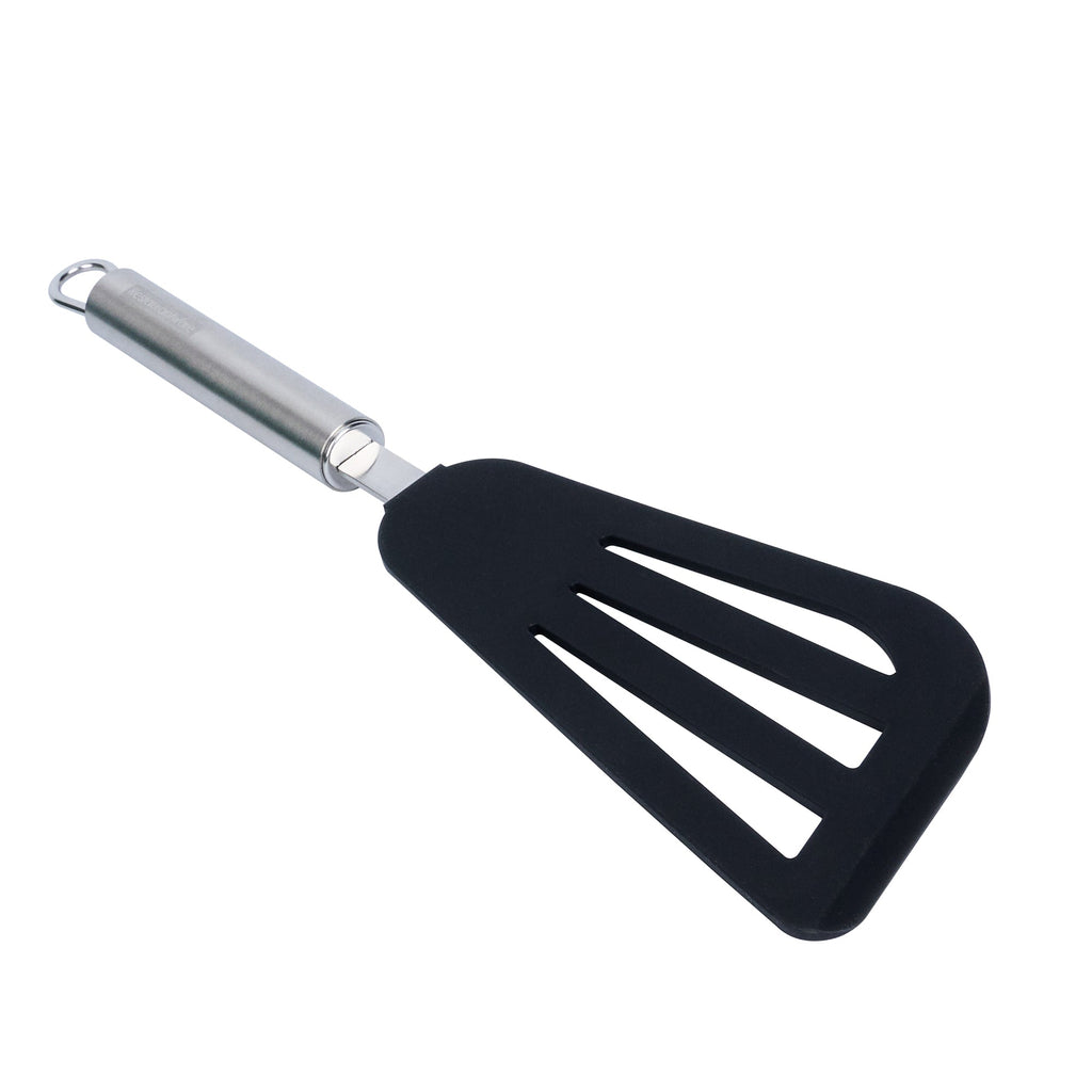 German Standard Black Silicone Fish / Egg Turner / Spatula - with Stainless Steel Handle - 12 3/4'' - 1 count box