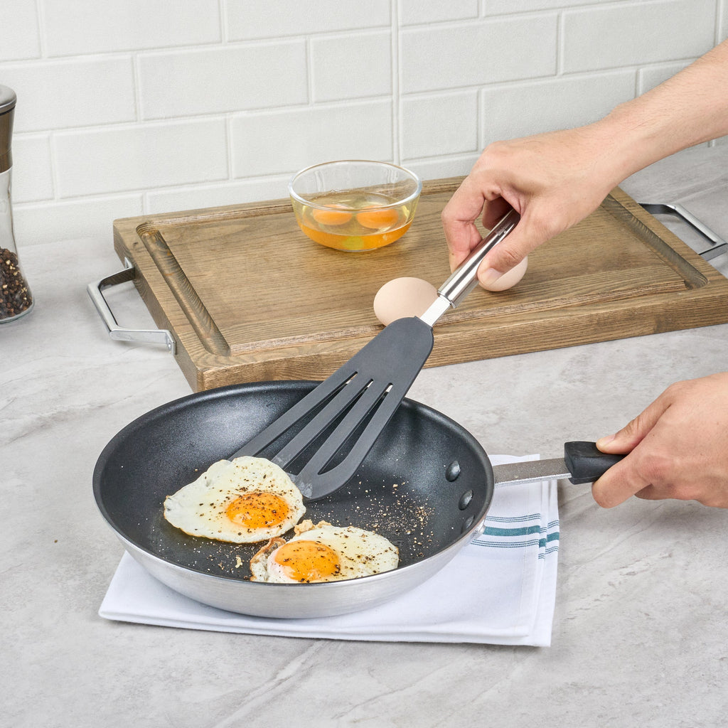 German Standard Black Silicone Fish / Egg Turner / Spatula - with Stainless Steel Handle - 12 3/4'' - 1 count box