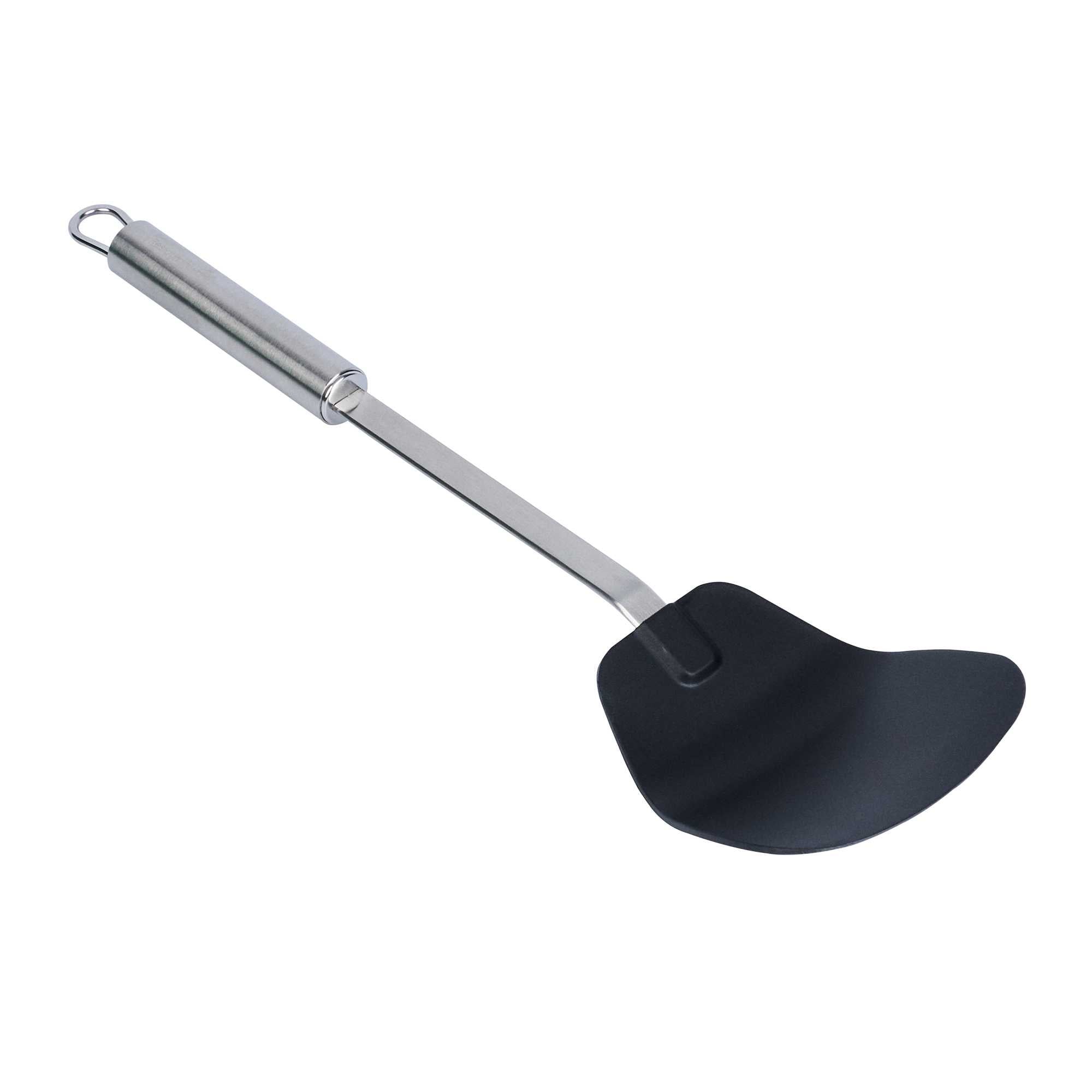 German Standard Black Nylon High Heat Wok Spatula - with Stainless Steel Handle - 14 1/4'' - 36 count box