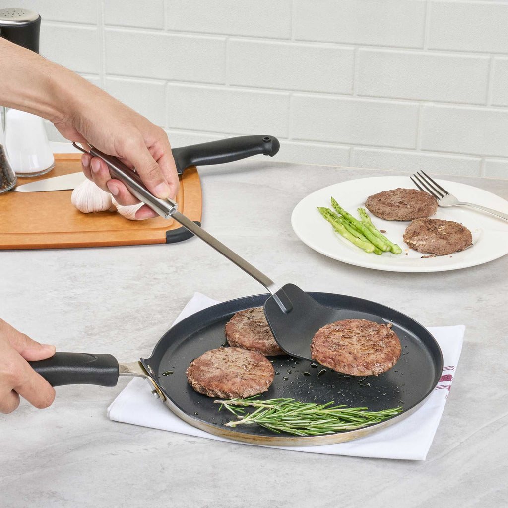 German Standard Black Nylon High Heat Wok Spatula - with Stainless Steel Handle - 14 1/4'' - 6 count box