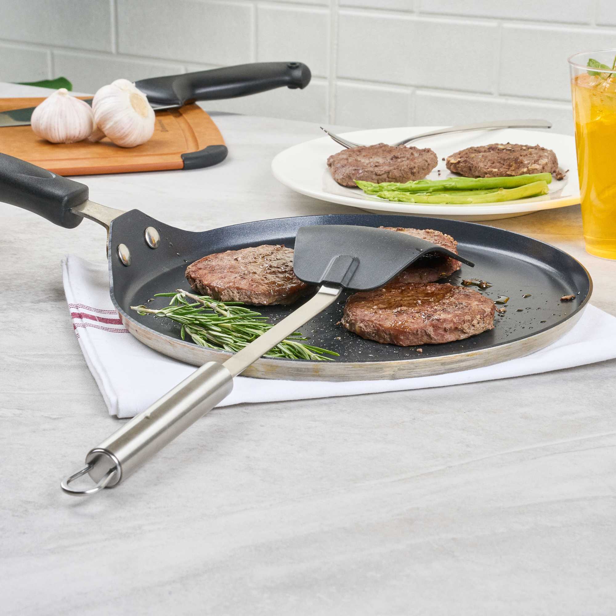 German Standard Black Nylon High Heat Wok Spatula - with Stainless Steel Handle - 14 1/4'' - 6 count box