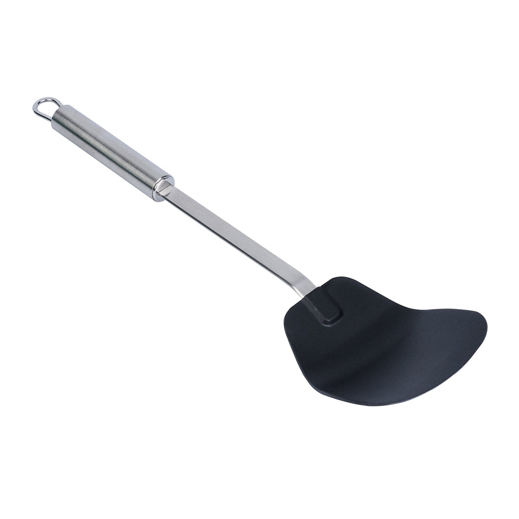 German Standard Black Nylon High Heat Wok Spatula - with Stainless Steel Handle - 14 1/4'' - 1 count box