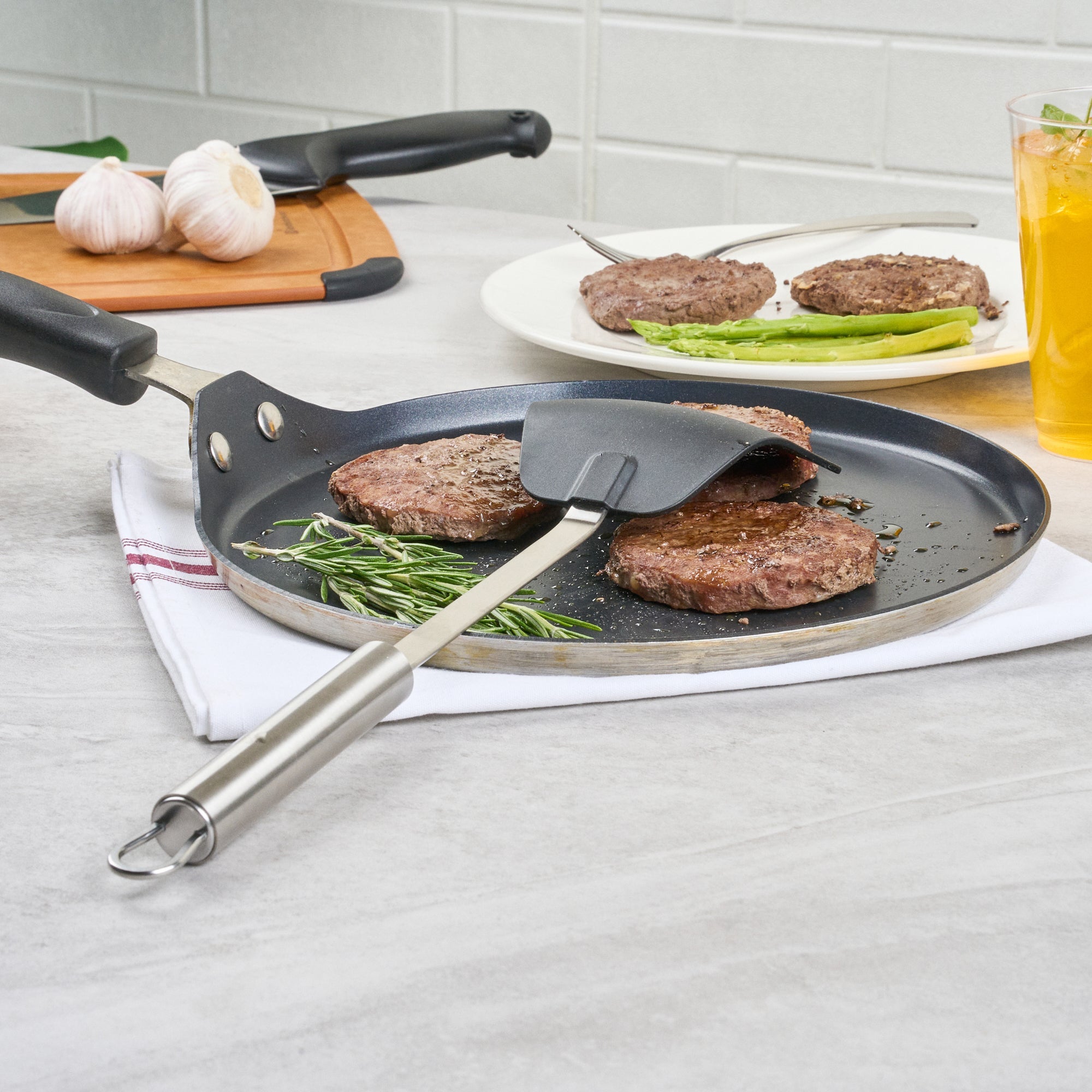 German Standard Black Nylon High Heat Wok Spatula - with Stainless Steel Handle - 14 1/4'' - 1 count box