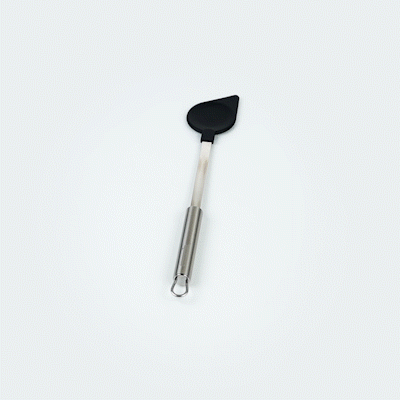 German Standard Black Nylon High Heat Cooking Spoon - Pointed Tip, with Stainless Steel Handle - 12 3/4'' x 2 1/4'' - 1 count box