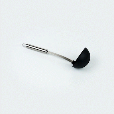German Standard Black Nylon High Heat Serving Ladle - One-Piece, with Stainless Steel Handle - 12 1/4'' x 3 1/2'' x 3 1/4'' - 1 count box
