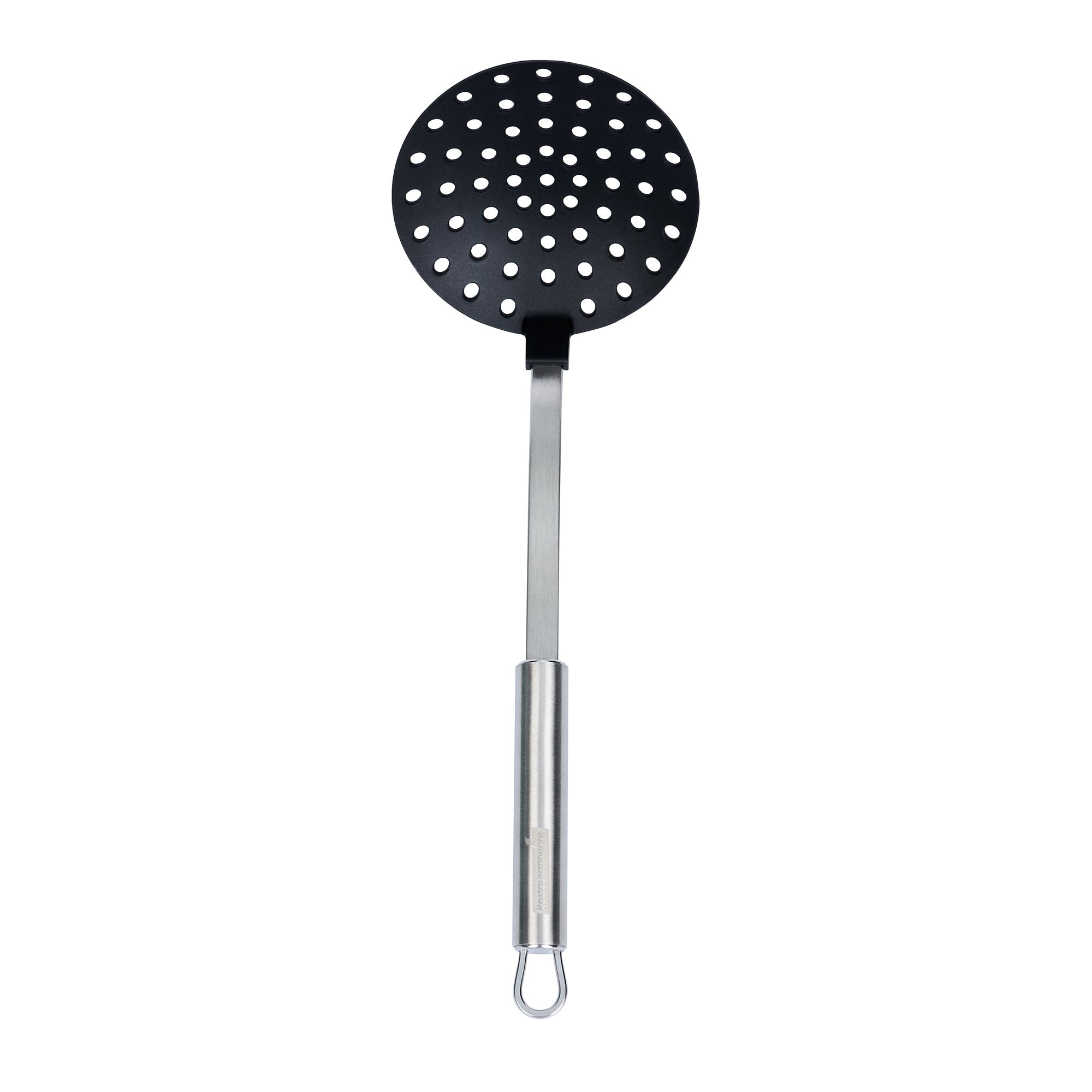 German Standard Black Nylon High Heat Skimmer - with Stainless Steel Handle - 12 3/4'' x 4 1/4'' - 6 count box