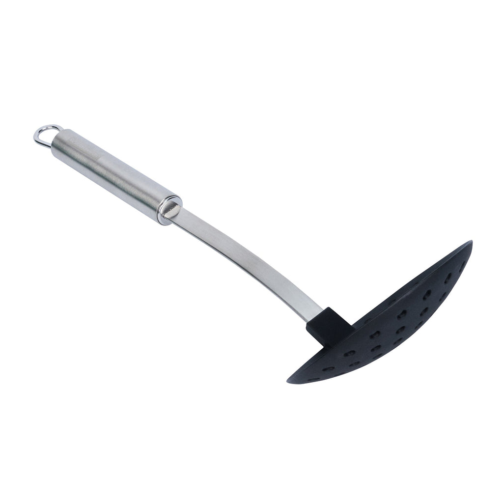 German Standard Black Nylon High Heat Skimmer - with Stainless Steel Handle - 12 3/4'' x 4 1/4'' - 6 count box