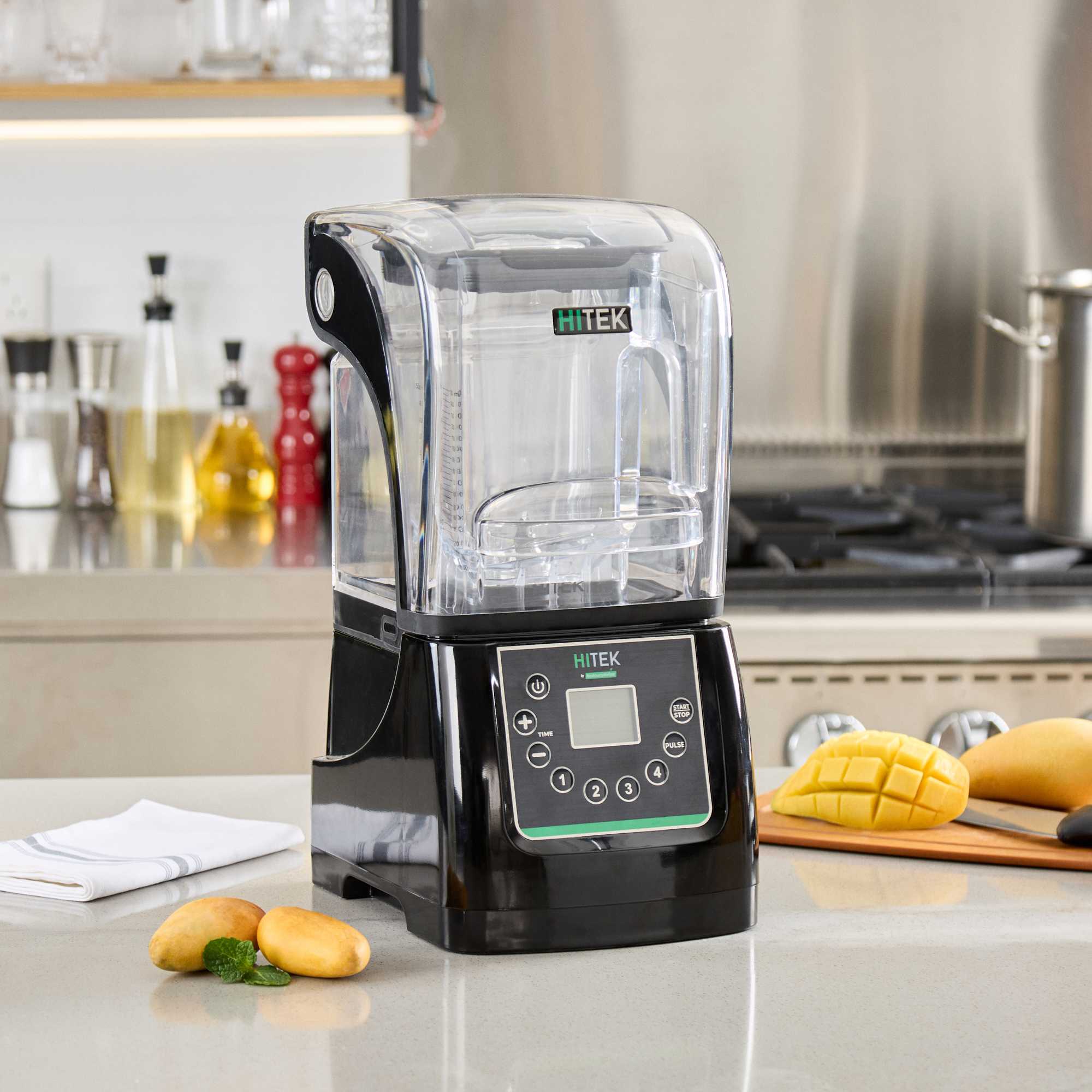 Hi Tek 3 HP Heavy Duty Commercial Blender - 48 oz Tritan Container, Sound Enclosure, Programmable Touchpad - 1 count box