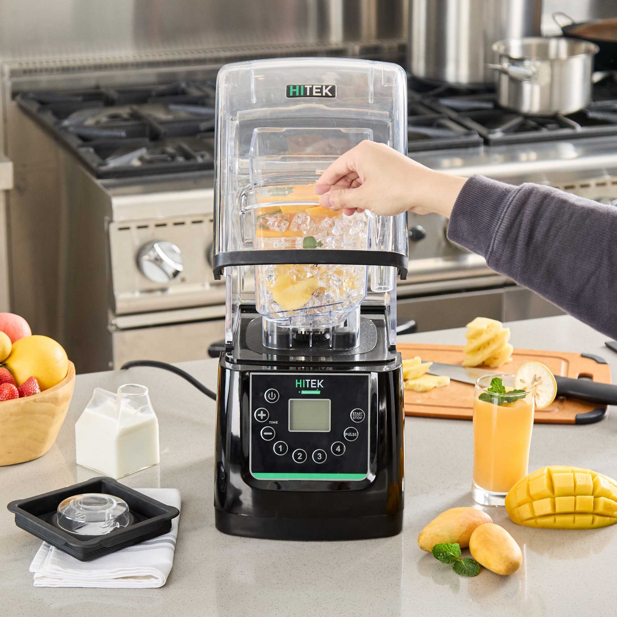 Hi Tek 3 HP Heavy Duty Commercial Blender - 48 oz Tritan Container, Sound Enclosure, Programmable Touchpad - 1 count box