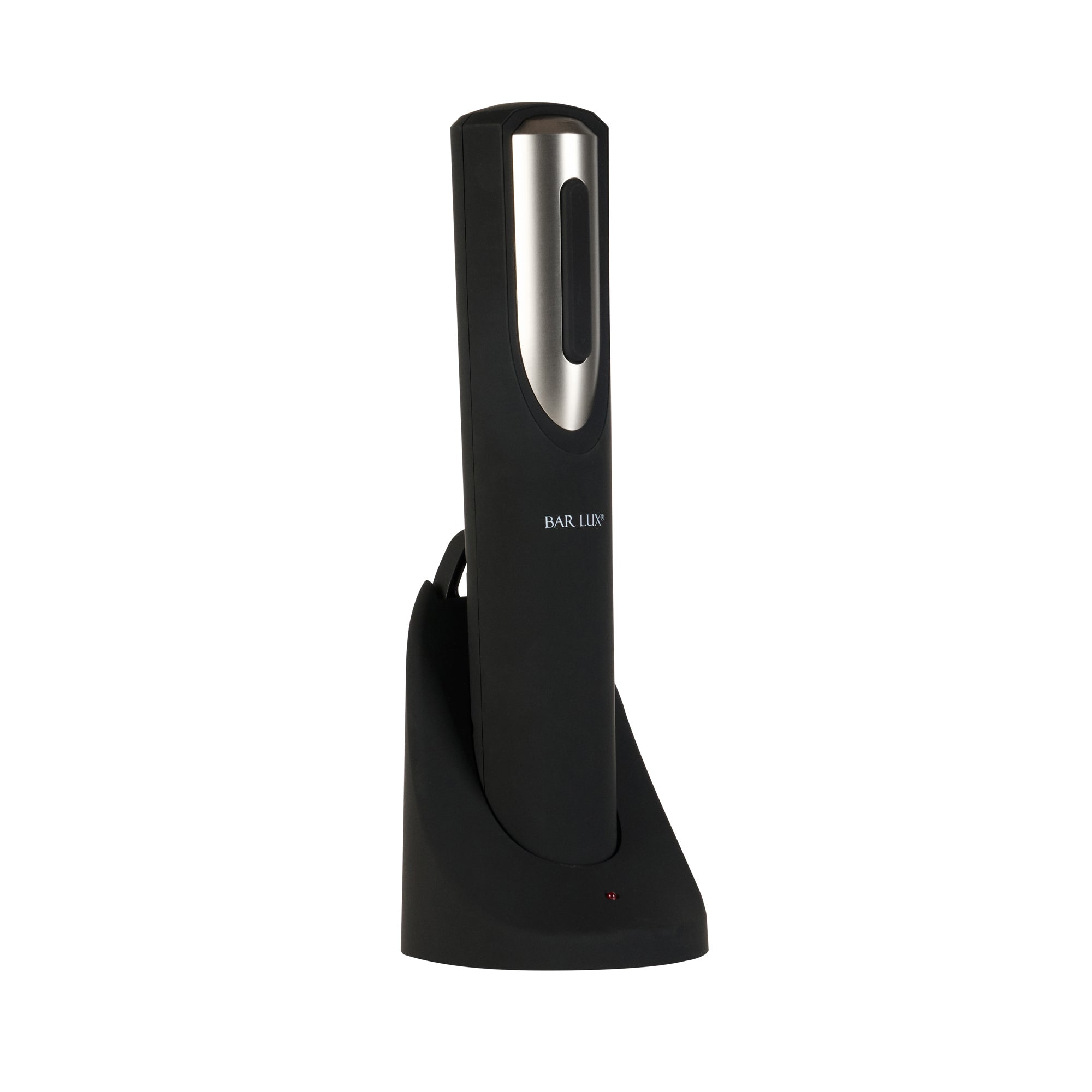 Bar Lux Black and Silver Electric Wine Opener - with Charging Base and Wine Foil Cutter - 1 count box