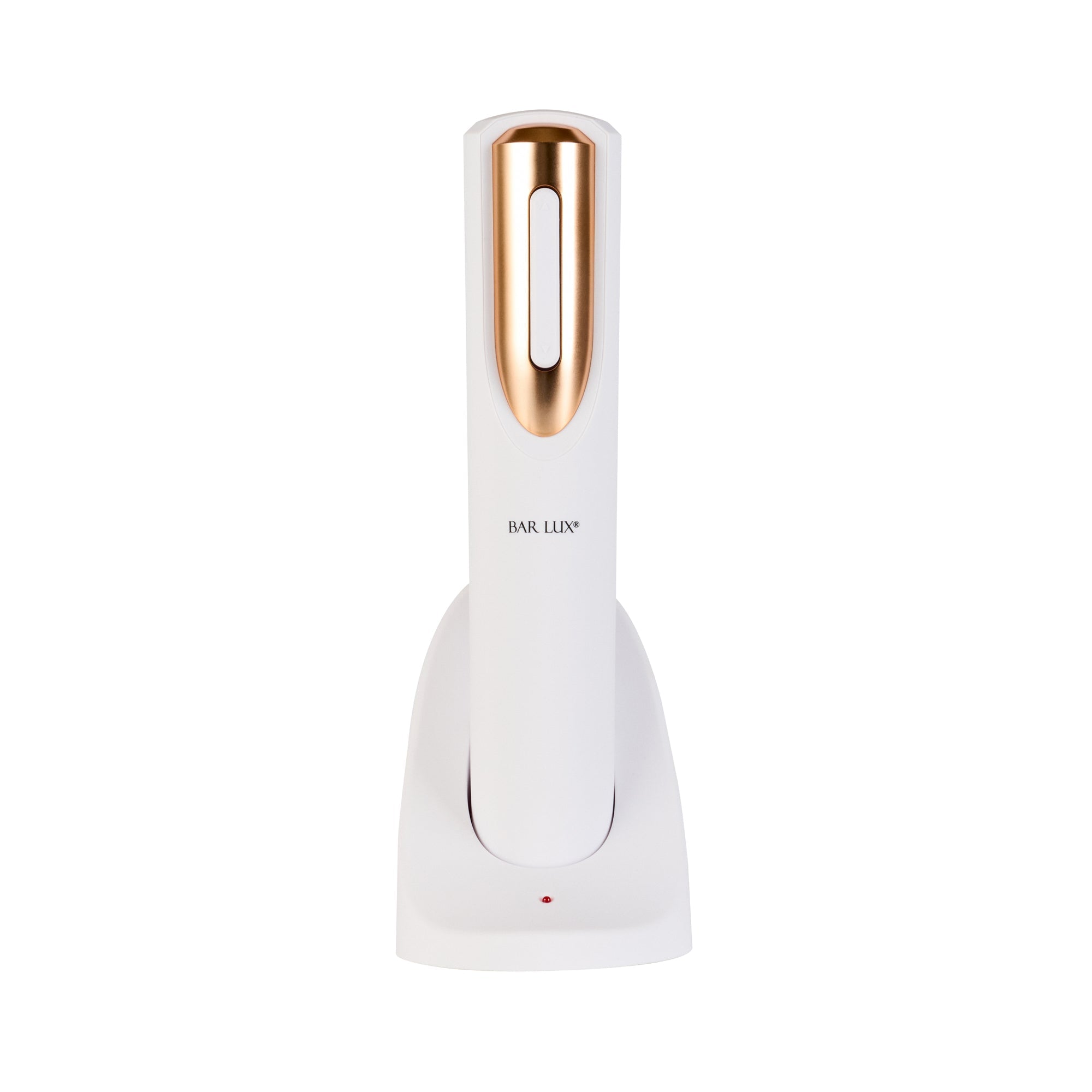 Bar Lux White and Rose Gold Electric Wine Opener - with Charging Base and Wine Foil Cutter - 1 count box