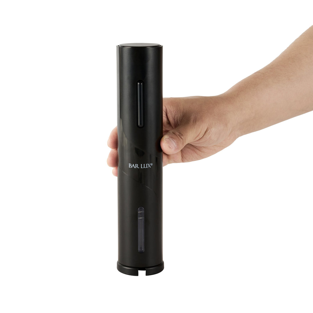 Bar Lux Black Electric Wine Opener - Battery-Operated, with Wine Foil Cutter - 1 count box