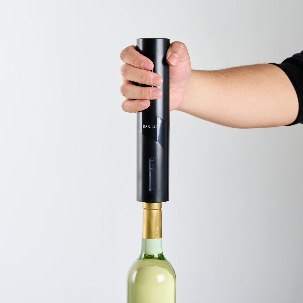 Bar Lux Black Electric Wine Opener - Battery-Operated, with Wine Foil Cutter - 1 count box