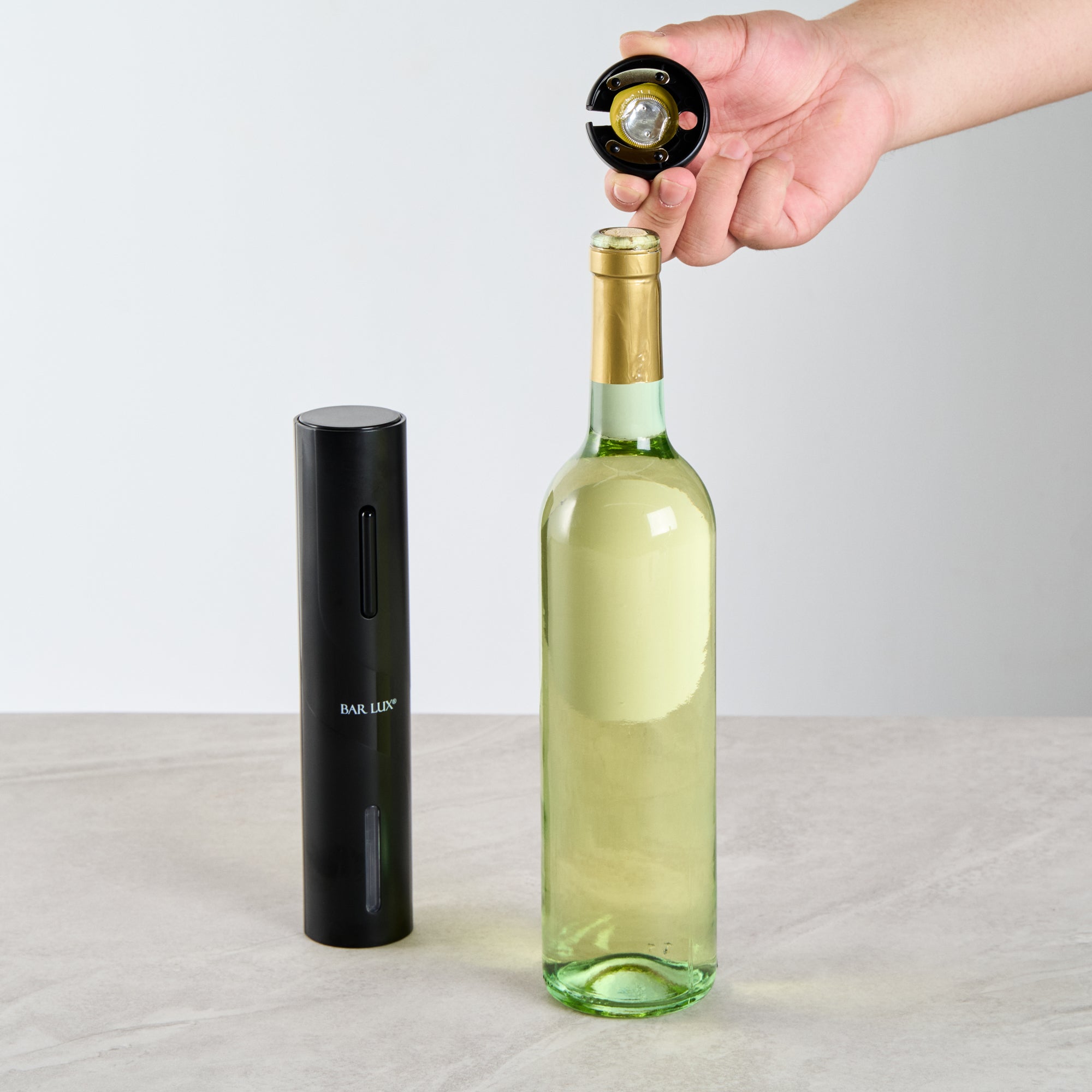 Bar Lux Black Electric Wine Opener - Battery-Operated, with Wine Foil Cutter - 1 count box