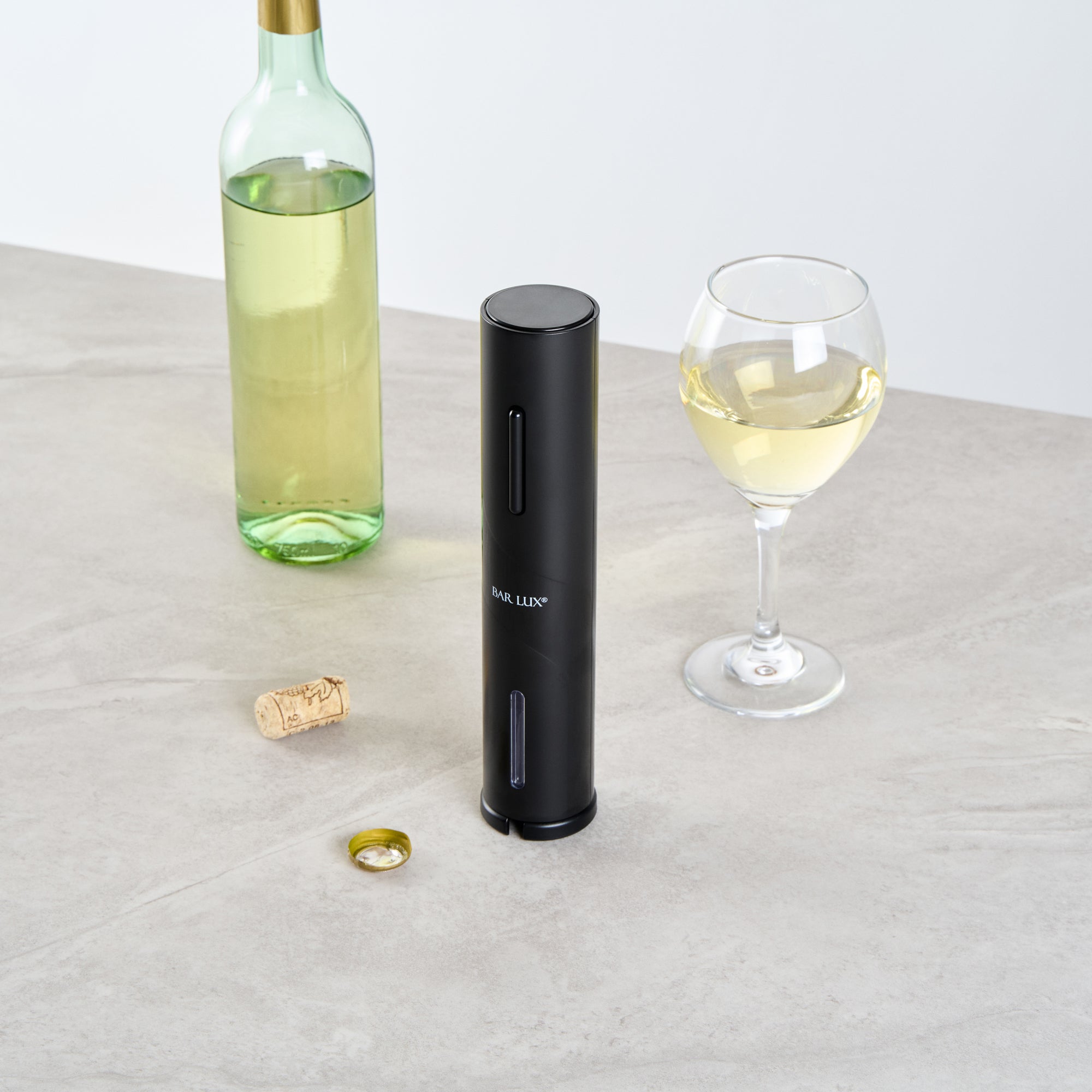 Bar Lux Black Electric Wine Opener - Battery-Operated, with Wine Foil Cutter - 1 count box