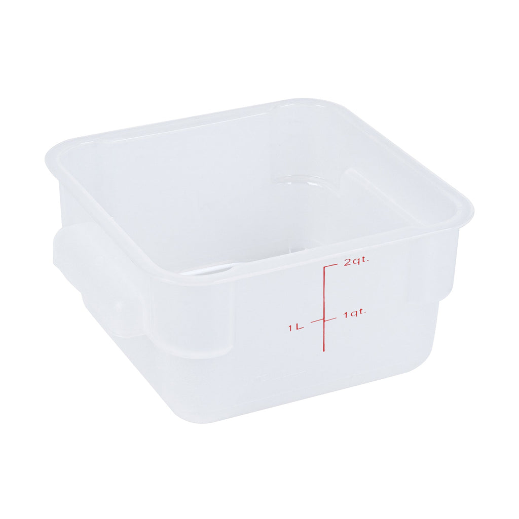 Met Lux 2 qt Square Translucent Plastic Food Storage Container - with Red Volume Markers - 7" x 7" x 4" - 1 count box