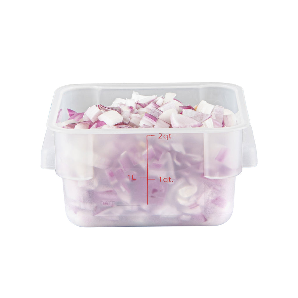 Met Lux 2 qt Square Translucent Plastic Food Storage Container - with Red Volume Markers - 7" x 7" x 4" - 1 count box