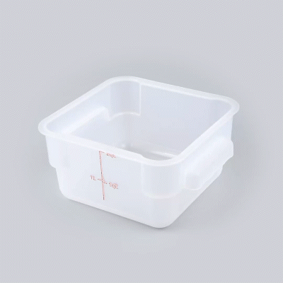 Met Lux 2 qt Square Translucent Plastic Food Storage Container - with Red Volume Markers - 7" x 7" x 4" - 1 count box